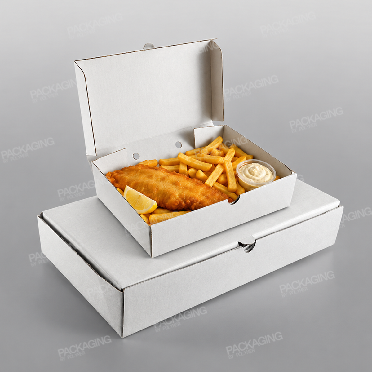 White Corrugated Fish & Chips Boxes