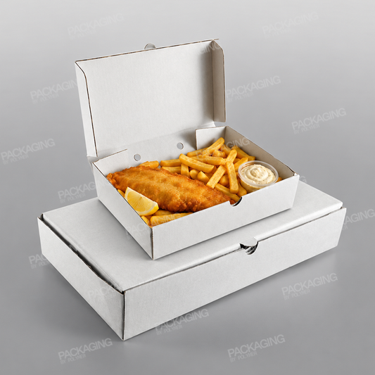 White Corrugated Fish & Chips Boxes