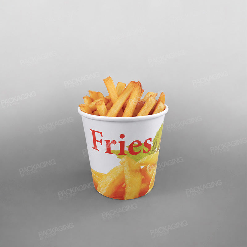 White Paper Food Container - French Fries Design