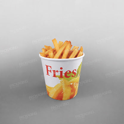 White Paper Food Container - French Fries Design