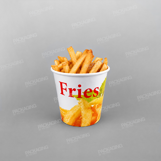 White Paper Food Container - French Fries Design