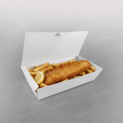 RC White Paper Fish & Chips Box - Hinged