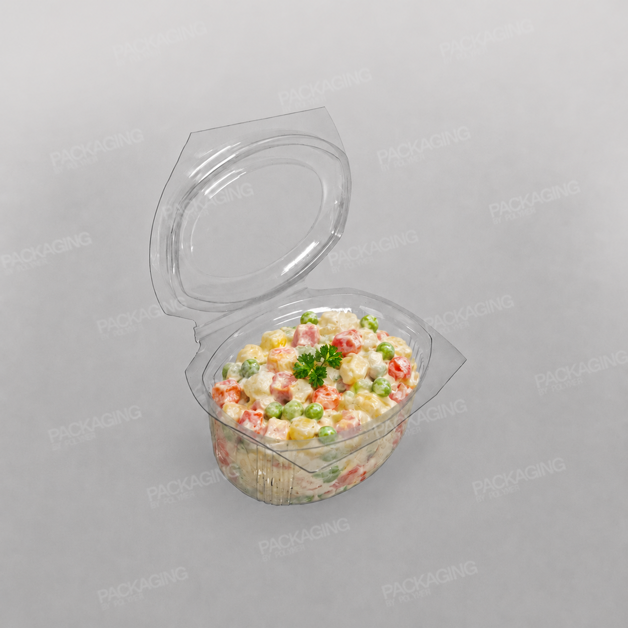 Clear Hinged Oval Salad Container- 250cc