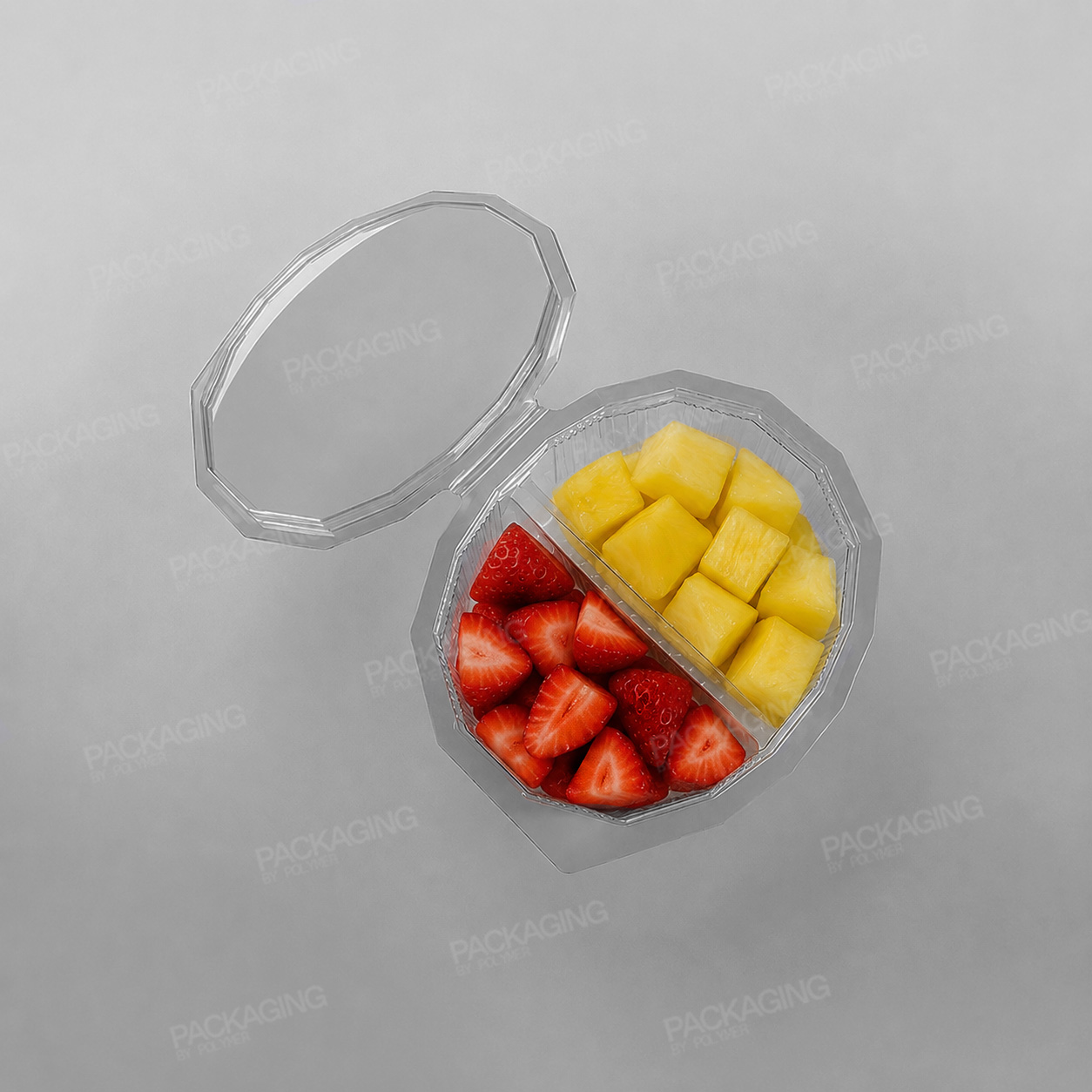 GPI Multipack 2 Compartment Clear Hinged Container