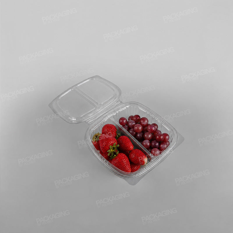Somoplast Clear Hinged 2 Compartment Rectangular Plastic Container - 250cc