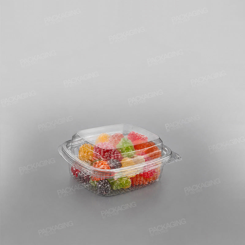 Somoplast Clear Hinged Rectangular Plastic Container - Domed Lid