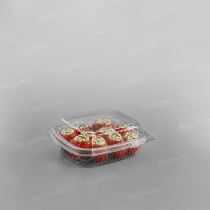 Somoplast Clear Hinged Rectangular Plastic Container - Domed Lid