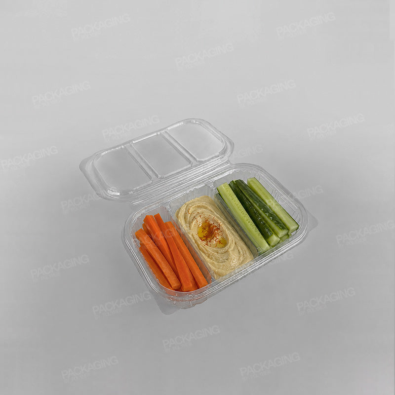 Somoplast 3 Compartment Clear Hinged Rectangular Container - 550cc Economy