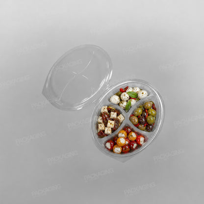 Somoplast 4 Compartment Clear Hinged Oval Container - 550cc