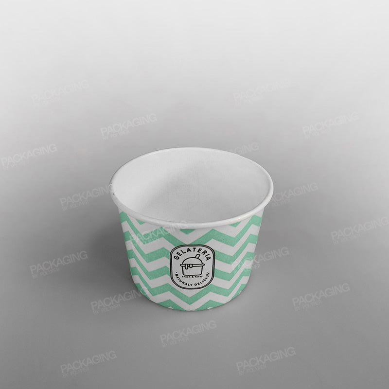 Paper Ice Cream Cups [8oz] Green [Wave Design]