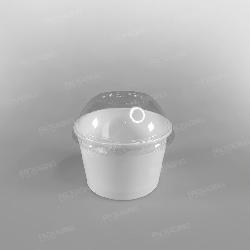 Clear Domed Lid To Fit Ice Cream Cups - White & Green Designs