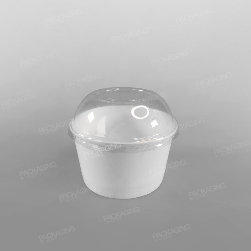 Clear Domed Lid To Fit Ice Cream Cups - White & Green Designs