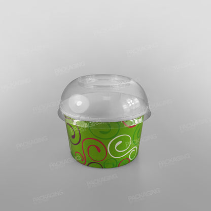 Clear Domed Lid To Fit Ice Cream Cups - White & Green Designs