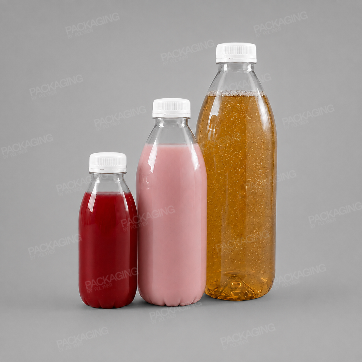 Clear Round Juice Bottles With Caps