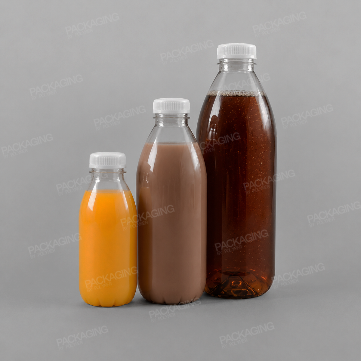 Clear Round Juice Bottles (Caps Sold Separately)