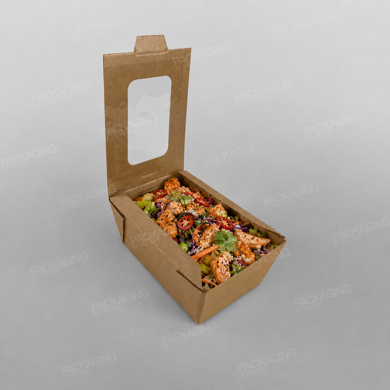 Kraft Paper Rectangular Food Box With Window For Hot & Cold Food