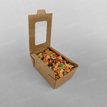 Kraft Paper Rectangular Food Box With Window For Hot & Cold Food