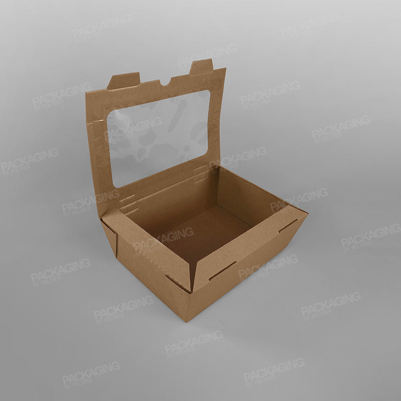 Kraft Paper Rectangular Food Box With Window For Hot & Cold Food