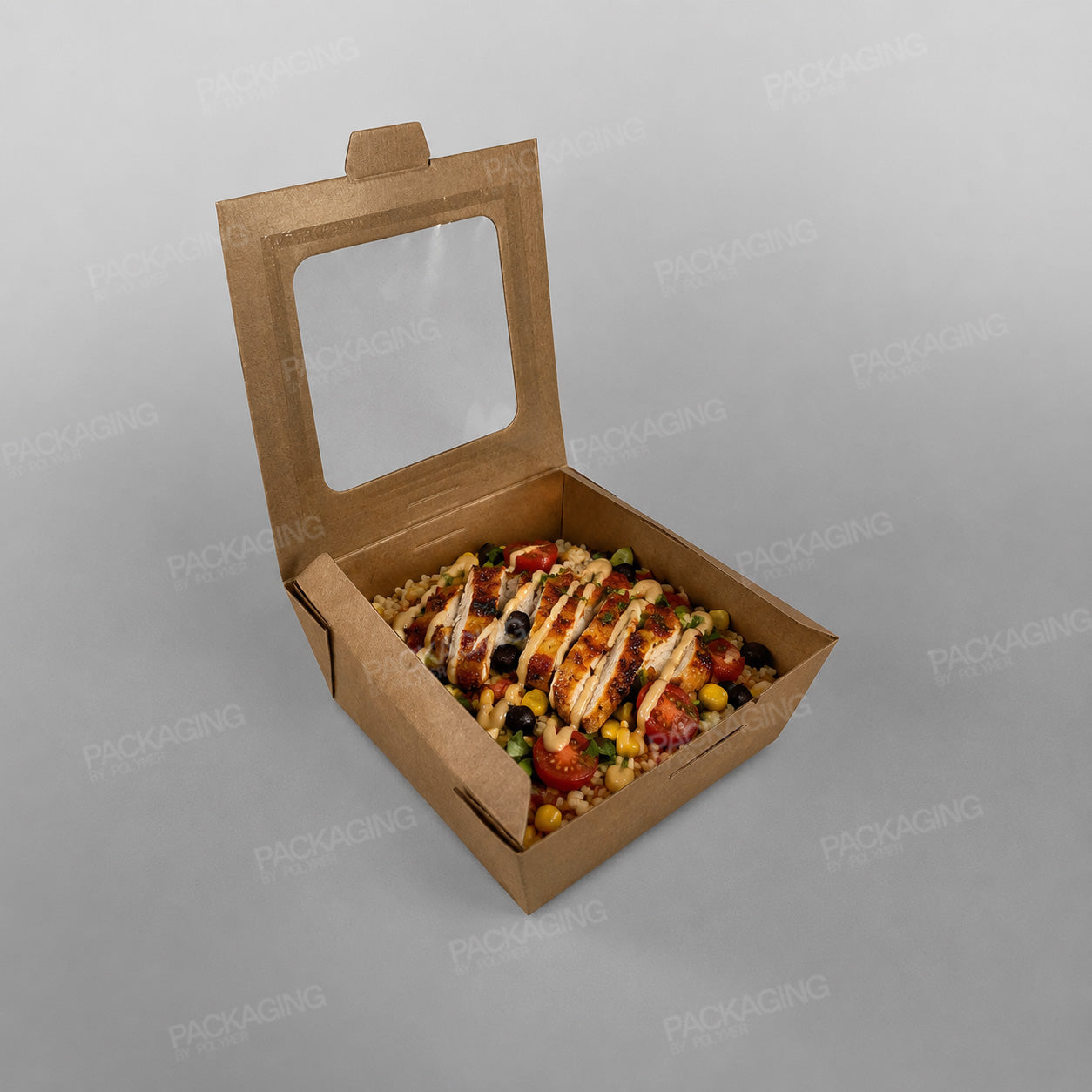 Kraft Paper Rectangular Food Box With Window For Hot & Cold Food