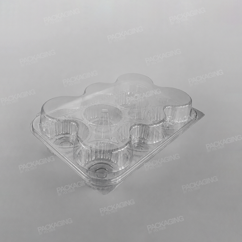 Somoplast Hinged Clear Muffin Container - 6 Muffins - 80mm Diameter