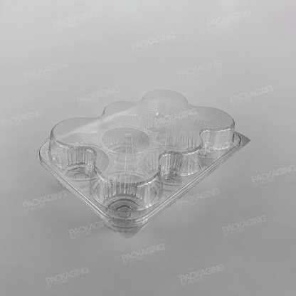 Somoplast Hinged Clear Muffin Container - 6 Muffins - 80mm Diameter