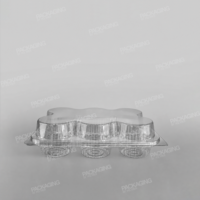 Somoplast Hinged Clear Muffin Container - 6 Muffins - 80mm Diameter