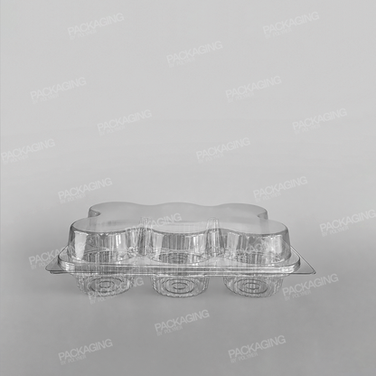 Somoplast Hinged Clear Muffin Container - 6 Muffins - 80mm Diameter