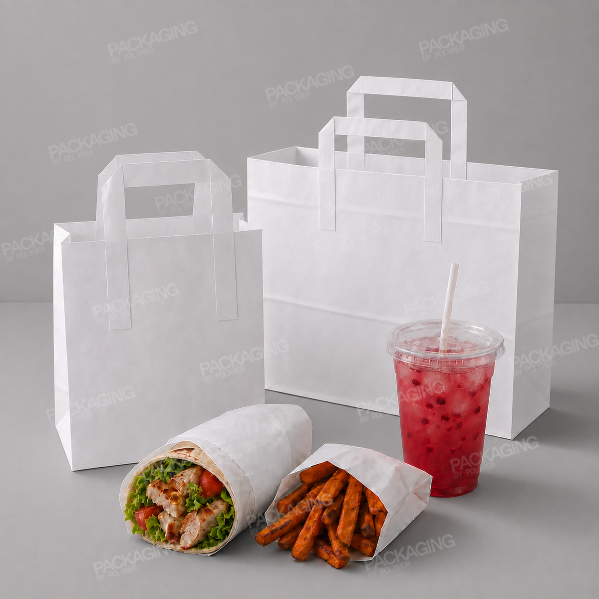White Paper Carrier Bag Extra Wide