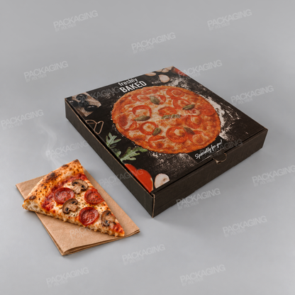 White Square Printed Pizza Box - Freshly Baked