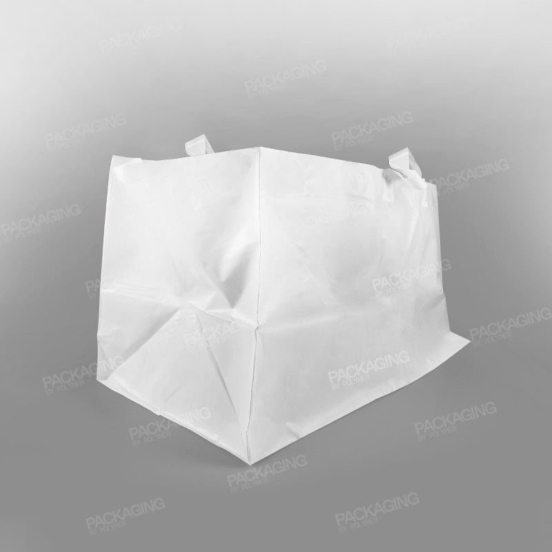 White Premium Plastic Carrier Bag, Soft Loop + Flat Bottom