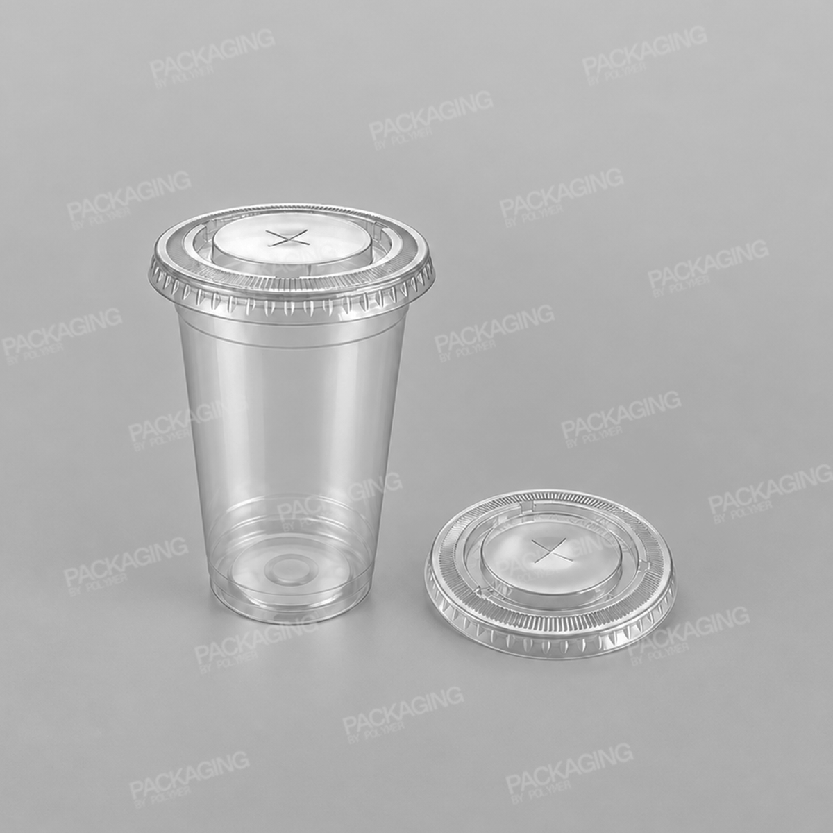 Somoplast Clear Straw Slot Lid for PP Plastic Drinking Cups - 350cc