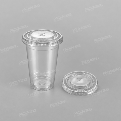 Somoplast Clear Straw Slot Lid for PP Plastic Drinking Cups - 350cc