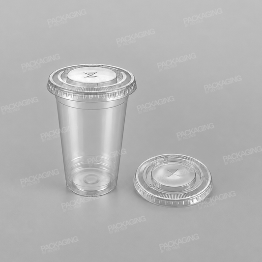 Somoplast Clear Straw Slot Lid for PP Plastic Drinking Cups - 350cc