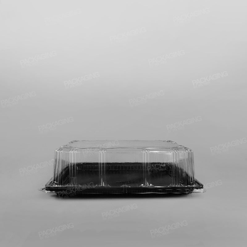 Clear rPET Lid For Rectangular Black Platter - 36x26cm [Height 80mm]