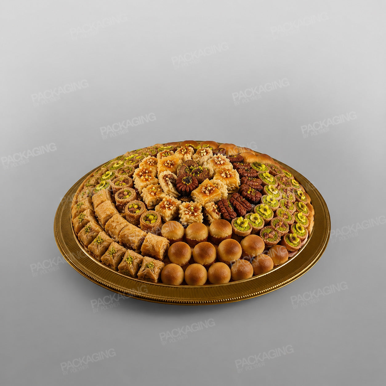 Plastic Gold Domed Presentation Plates - 290 x 290 x 35mm Internal