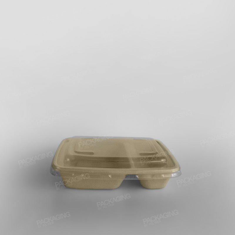 300 Pcs | 2-Compartment Pulp Food Container – Smart & Sustainable