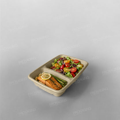 Sabert 2 Compartment Rectangular Pulp Container - 800ml