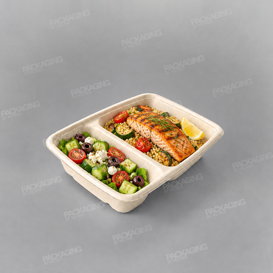 Sabert 2 Compartment Rectangular Pulp Container - 800ml