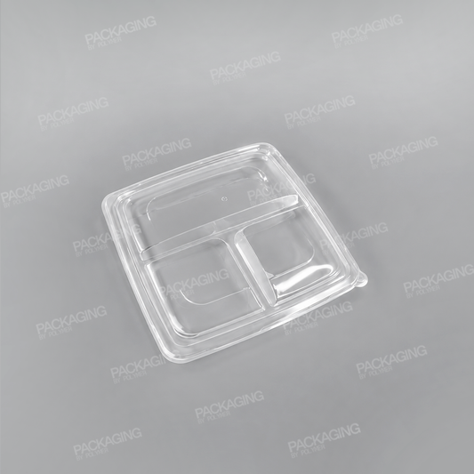 Sabert 3 Compartment PP Flat Lid For 3 Compartment Large Square Pulp Container