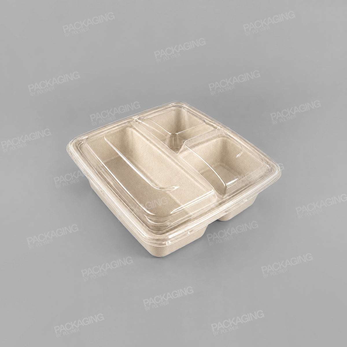 Sabert 3 Compartment Large Square Pulp Container