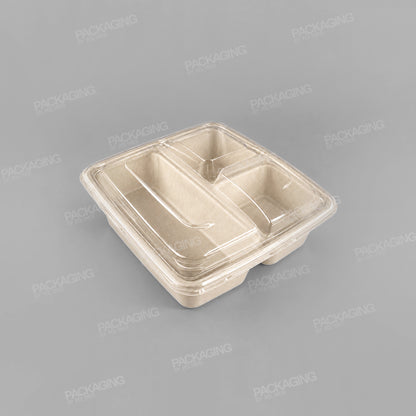 Sabert 3 Compartment Large Square Pulp Container
