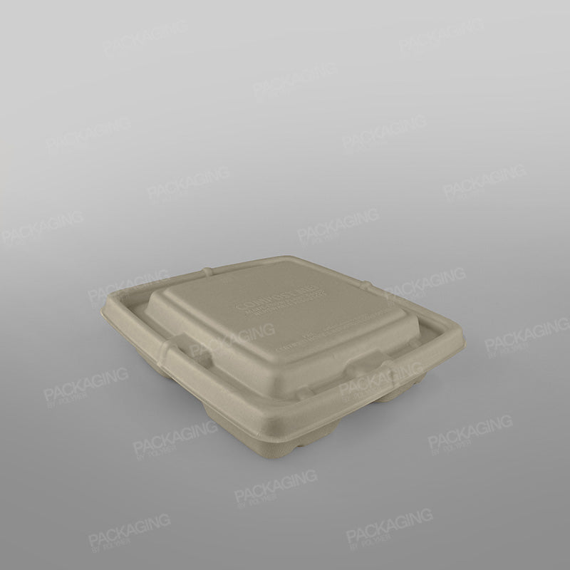 Sabert Pulp Lid For 3 Compartment Square Container