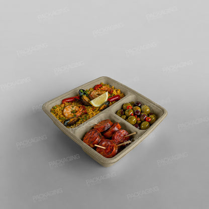 Sabert 3 Compartment Large Square Pulp Container