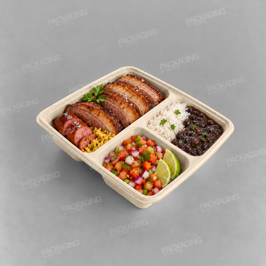 Sabert 3 Compartment Large Square Pulp Container