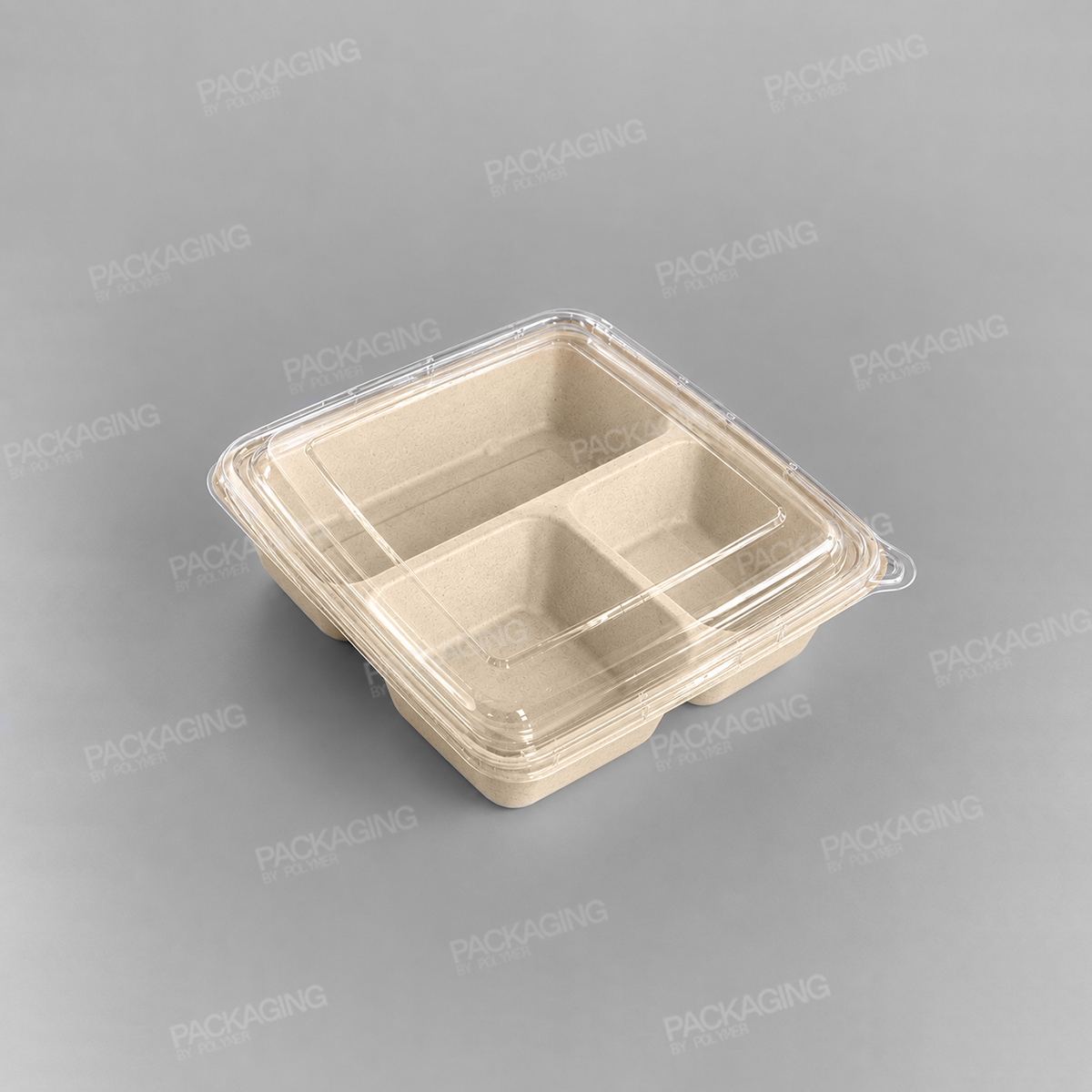 Sabert 3 Compartment Large Square Pulp Container