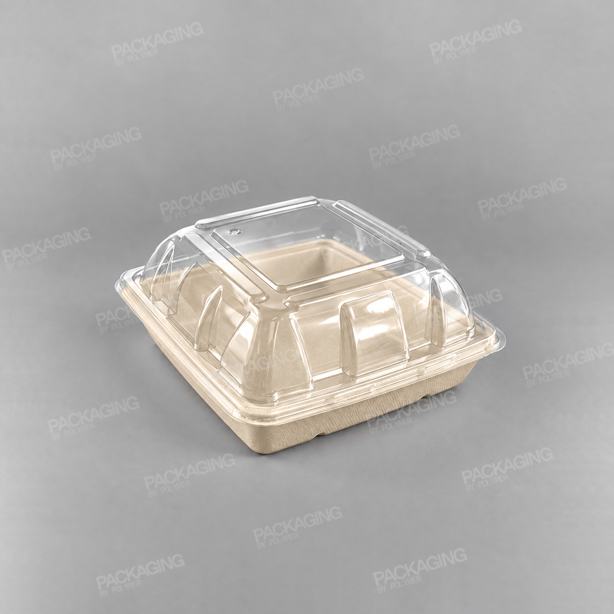 Sabert PP Domed Lid For 3 Compartment Large Square Pulp Container