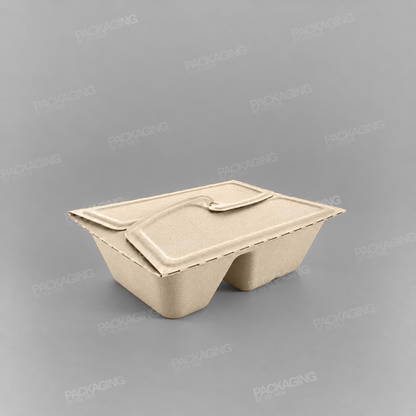 Sabert 2 Compartment Rectangular Pulp Meal Box - 800ml