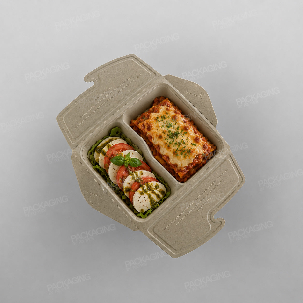 Sabert 2 Compartment Rectangular Pulp Meal Box - 800ml