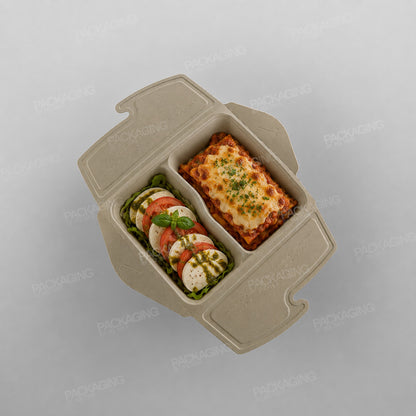 Sabert 2 Compartment Rectangular Pulp Meal Box - 800ml