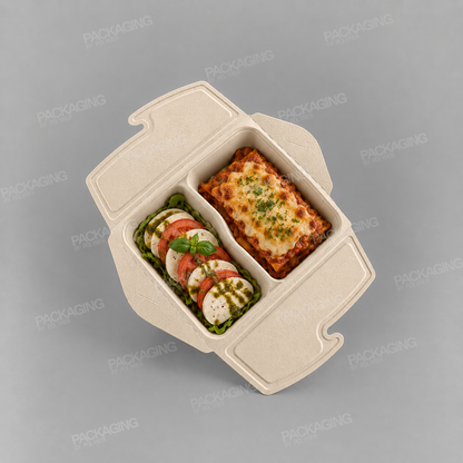 Sabert 2 Compartment Rectangular Pulp Meal Box - 800ml